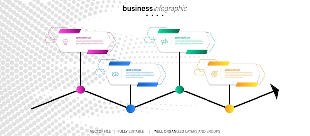 Modern infographic template with 4 steps