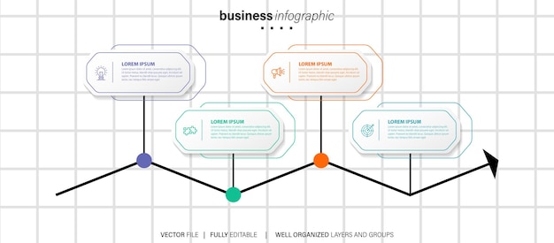 Modern infographic template with 4 steps