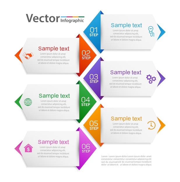 Premium Vector | Modern infographic template with 6 steps for business