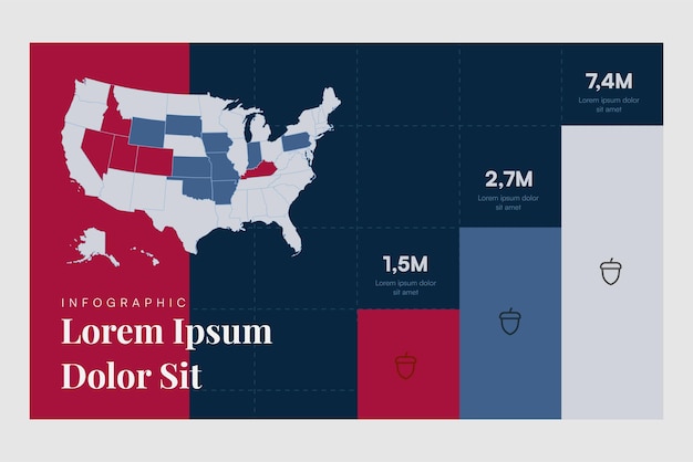 アメリカ合衆国地図のモダンなインフォ グラフィック