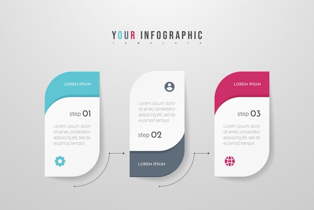 Modern  infographic with three steps or processes elements. business concept timeline