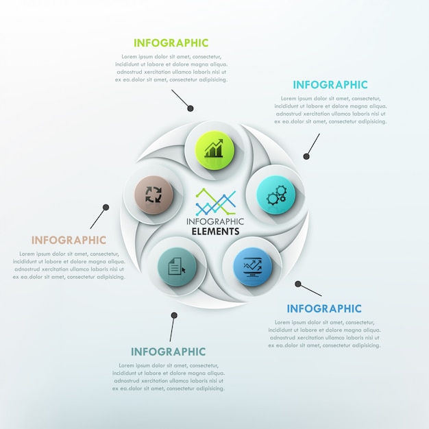 Modello di ciclo infografica moderna con forme di goccia