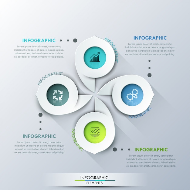 Modern infographics cyclusmalplaatje met 4 document tellers