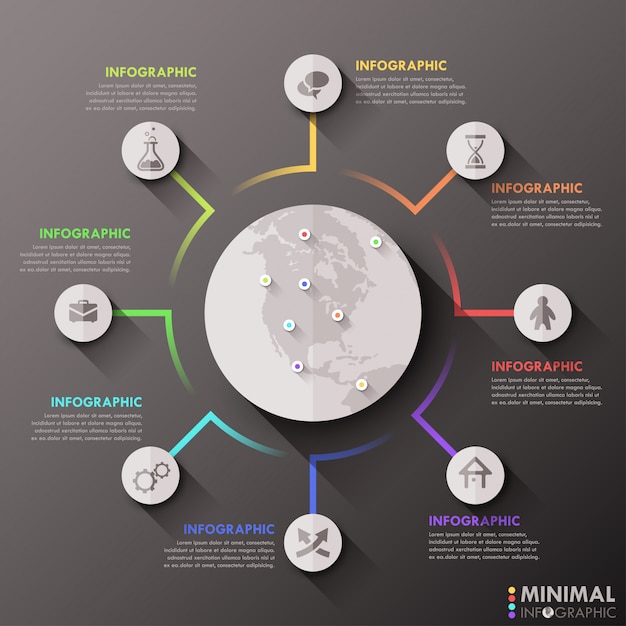 Modello globale piatto di infografica moderna per 8 opzioni