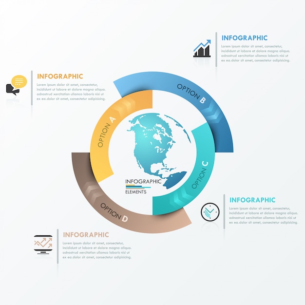 最新のinfographics 4つのオプションのためのグローバルテンプレート