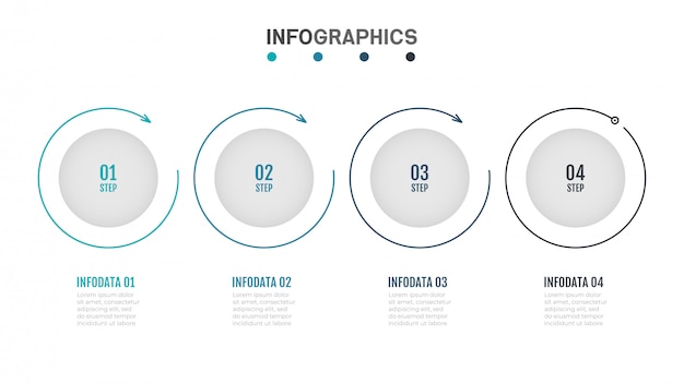 Modern infographics label design with thin lines flat circle.