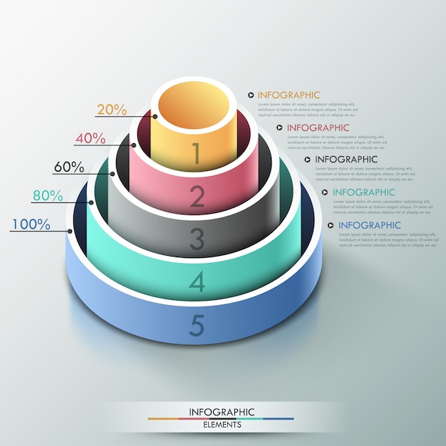 Insegna moderna di opzioni di infographics con la piramide 3d