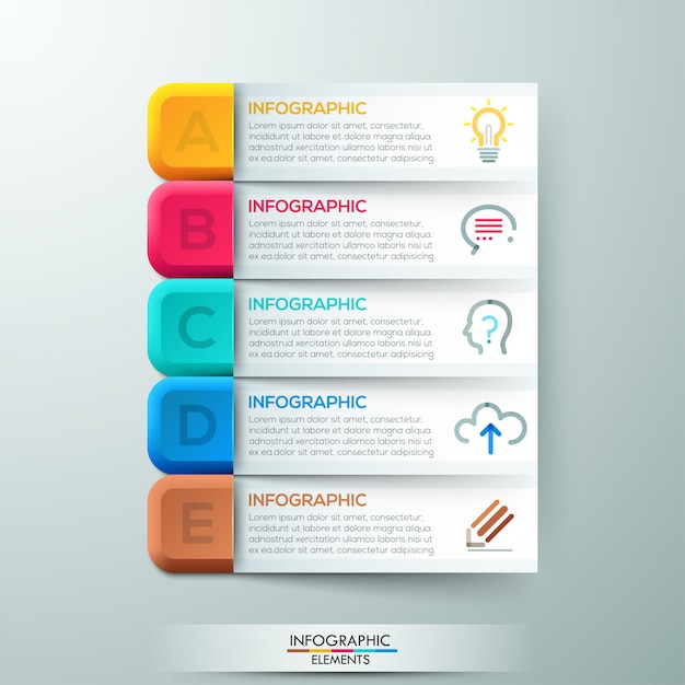 Modern infographics options banner with 5 ribbons