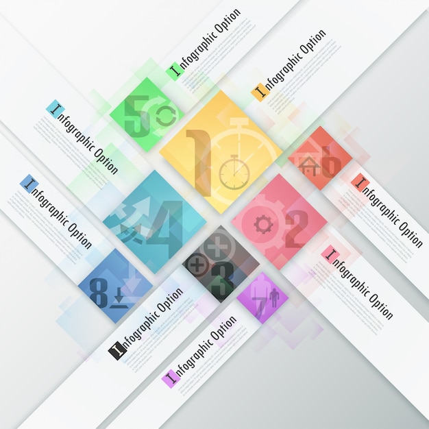 Vettore insegna moderna di opzioni di infographics con le frecce