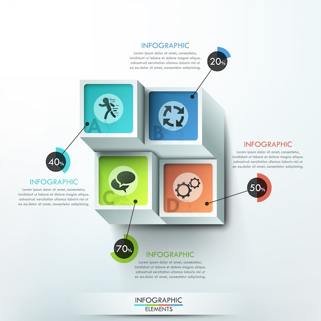 Insegna moderna di opzioni di infographics con i blocchi variopinti