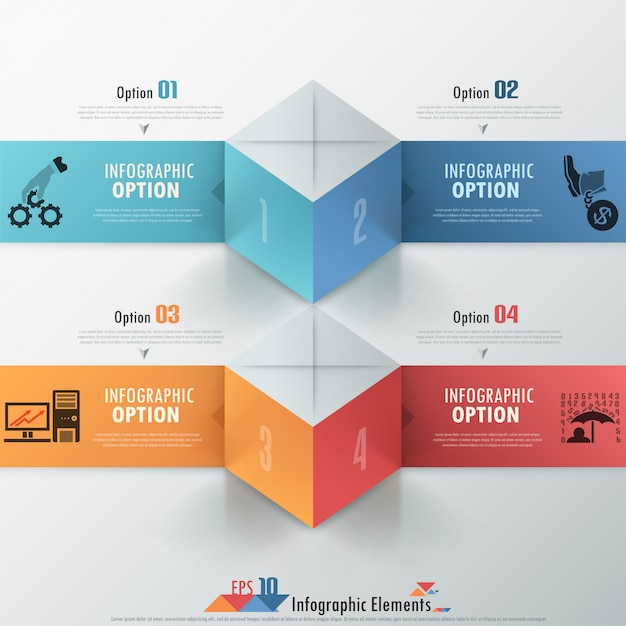 最新のinfographicsオプションのキューブ付きバナー