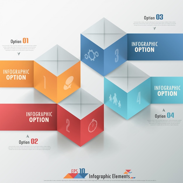 Insegna moderna di opzioni di infographics con i cubi