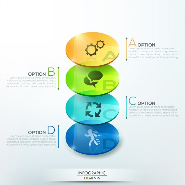 Insegna moderna di opzioni di infographics con i cerchi di vetro