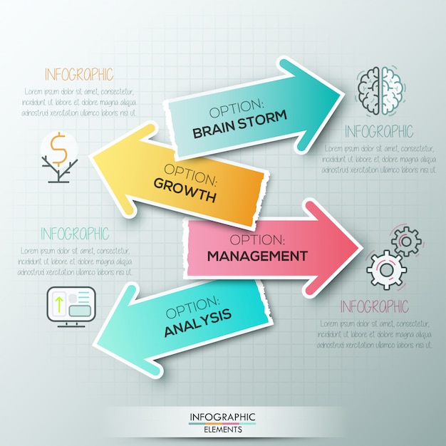 Modern infographics options banner with paper arrows