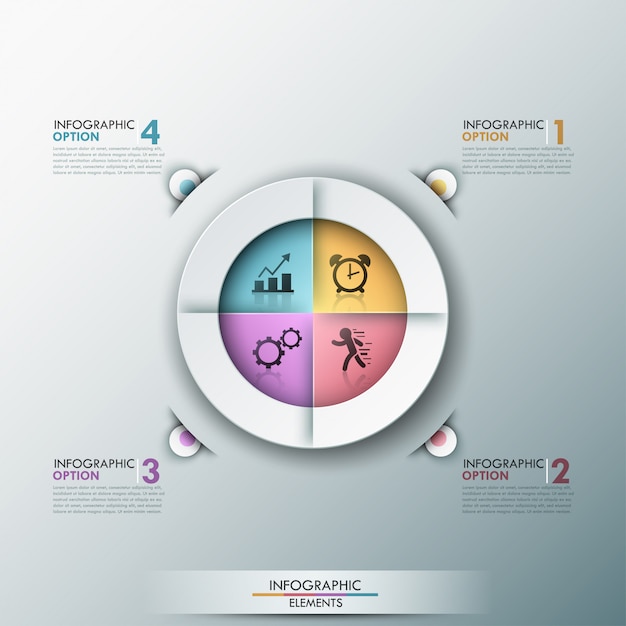 Insegna moderna di opzioni di infographics con il diagramma a torta