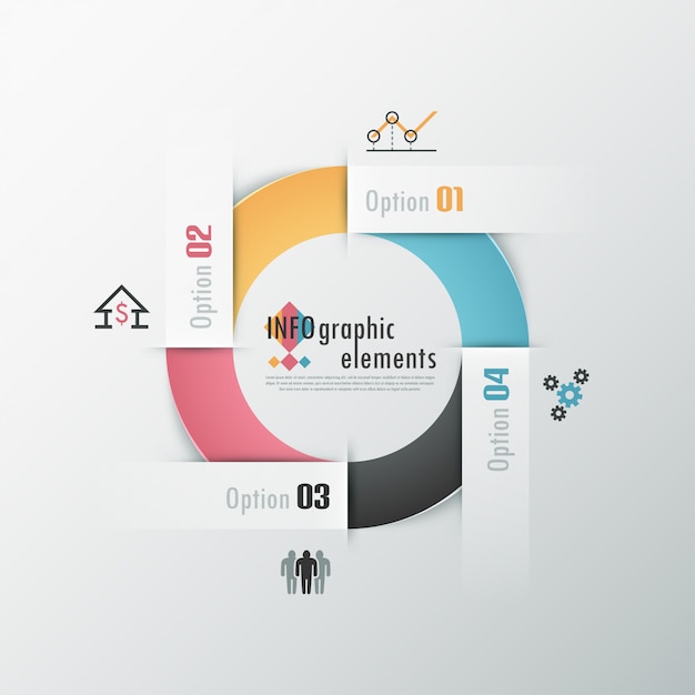 Insegna moderna di opzioni di infographics con i nastri