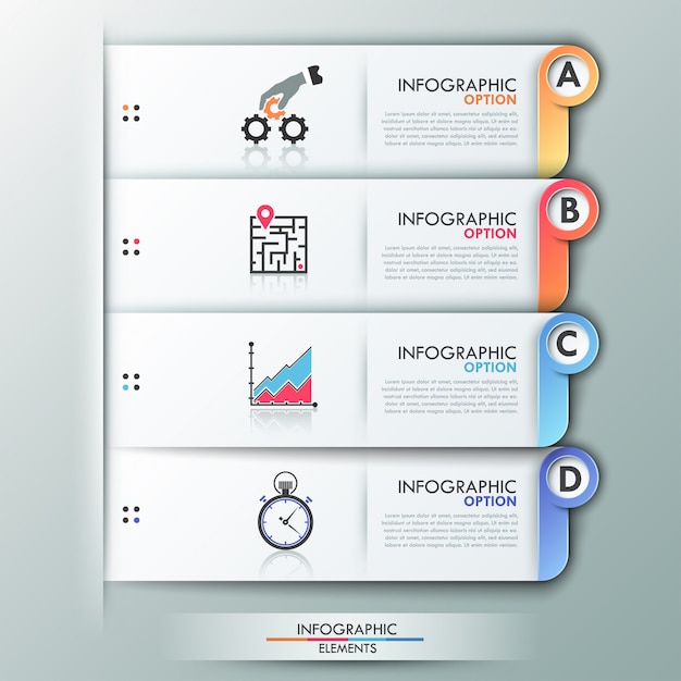 Modern infographics options template with paper sheets