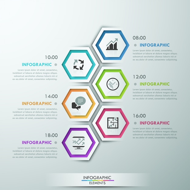 ポリゴンを用いた現代のinfographicsプロセステンプレート