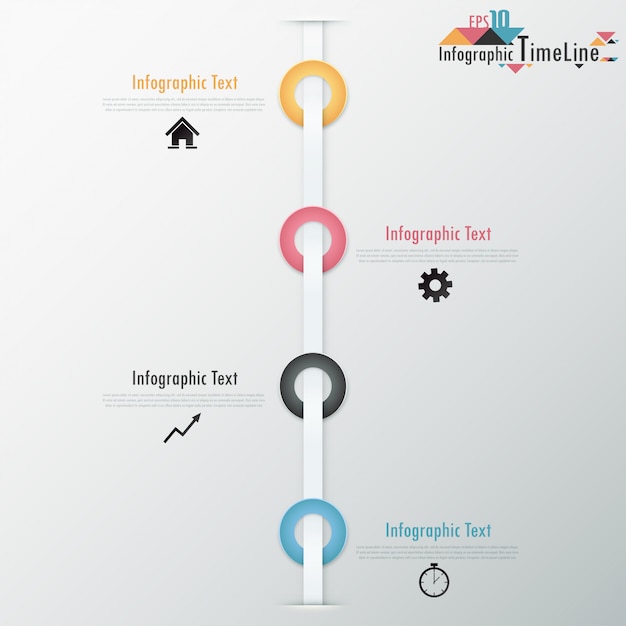 丸いカラフルなリボンを持つ現代のinfographicsタイムライン