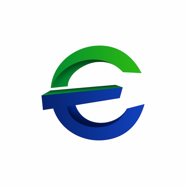 벡터 녹색 파란색 그라데이션 색상이 있는 현대적인 초기 문자 c, t 및 e