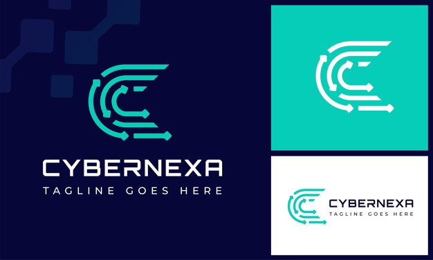 ベクトル 現代のイニシャル文字cと回路ワイヤーリンク デジタル技術 未来的な接続ロゴデザイン
