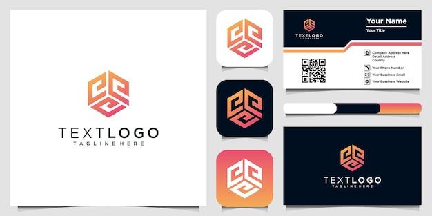 modern initial letter e logo icon and business card design