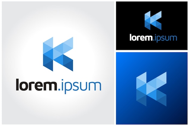 Современный дизайн логотипа Initial Letter K с простым низкополигональным стилем Triangle Polygon