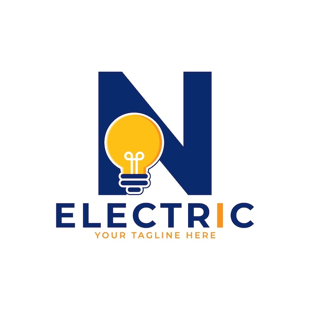 Modern initial letter n smart light bulb logo design vector graphic icon template