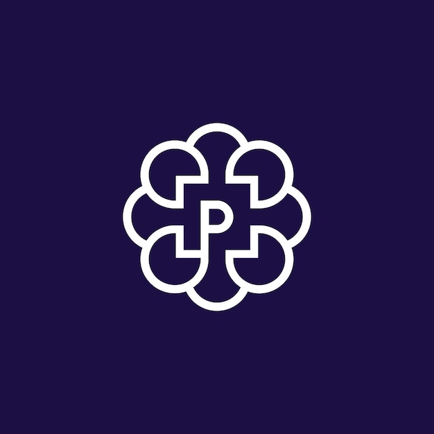 modern initial letter P floral logo