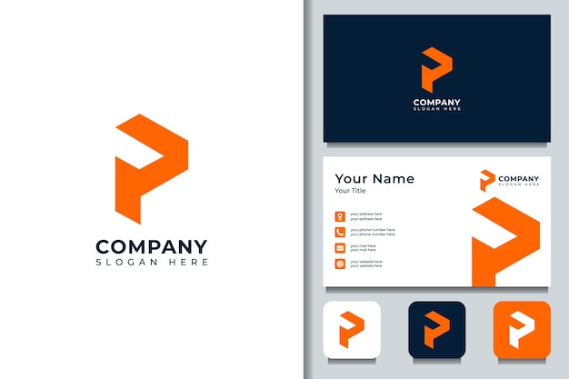 Modern Initial P logo design with business card Professional logo suitable for your company