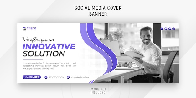 Современное и инновационное бизнес-решение для обложки социальных сетей с белым фоном