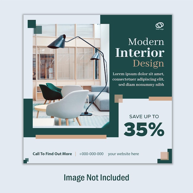 Vector modern interior design social media cover template