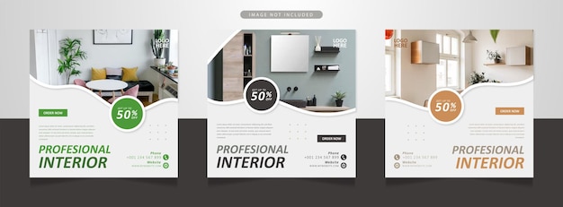 Vector modern interior design social media feed post banner
