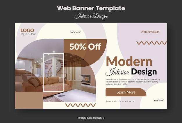 Vettore modello di banner web di interior design moderno