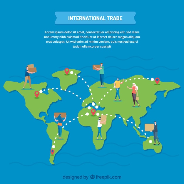 Modern internationaal handelsconcept met vlak ontwerp