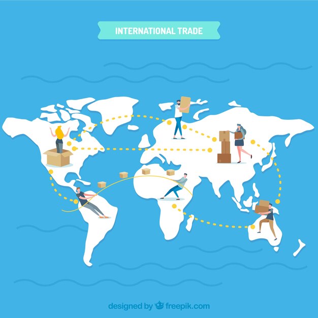 Vector modern international trade concept with flat design