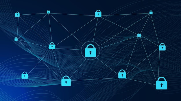 Vettore progettazione moderna del modello di concetto di sicurezza di internet e dei dati. illustrazione di riserva di vettore.