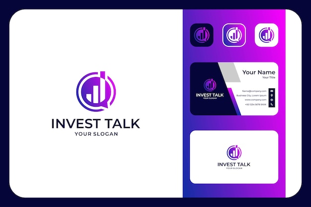 Modern investment and chat talk logo design and business card