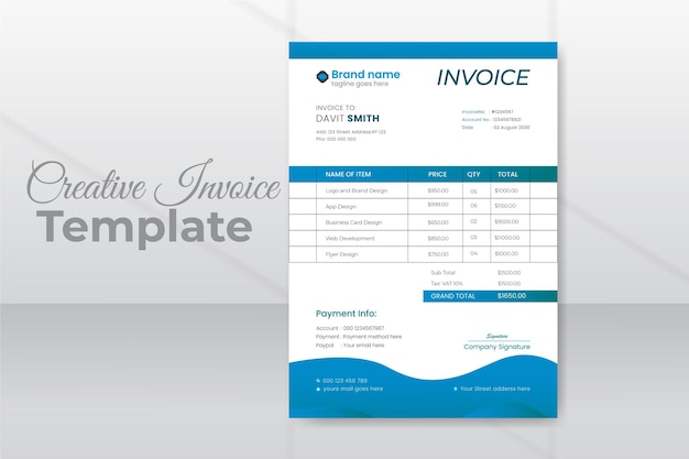 Modern invoice business design template for your company