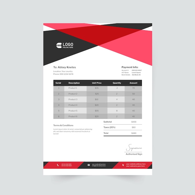 Modern invoice design template