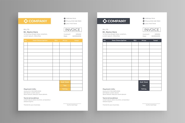 Vector modern invoice design template