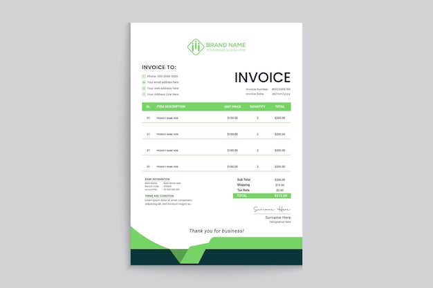 Modern invoice design template