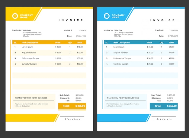 Modern Invoice minimalist Template