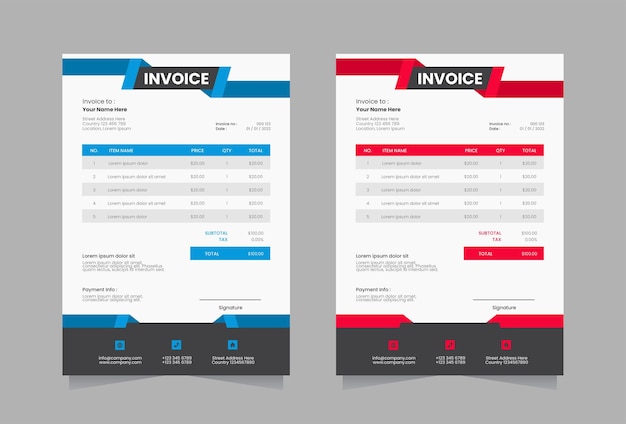Modern invoice template vector design