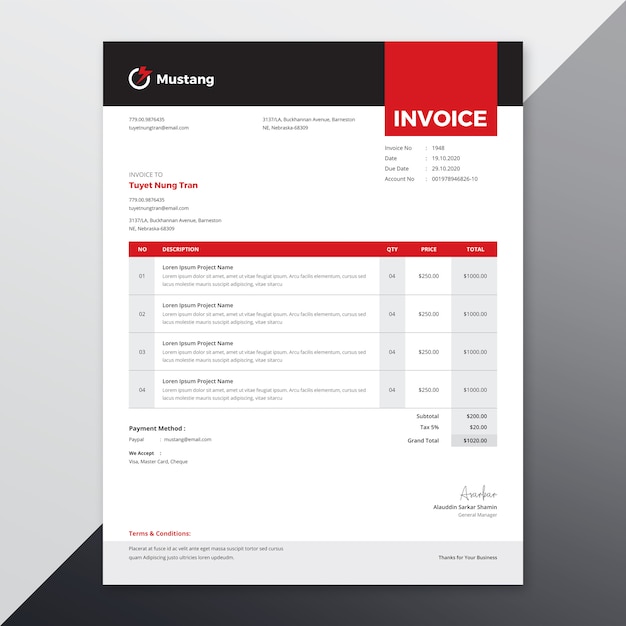 Vector modern invoice template