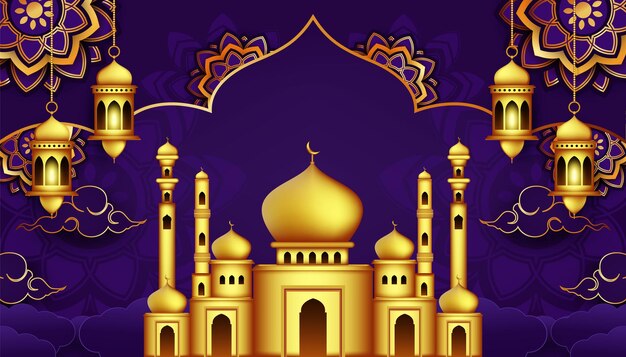 Modern islamic ramadan and eid mubarak background illustration