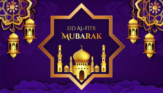 Modern islamic ramadan and eid mubarak background illustration