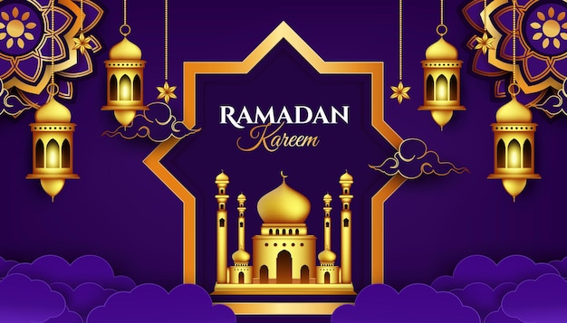 Modern islamic ramadan and eid mubarak background illustration