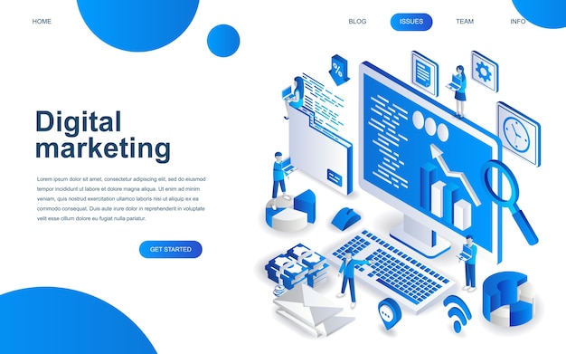 Modern isometric design concept of Digital Marketing