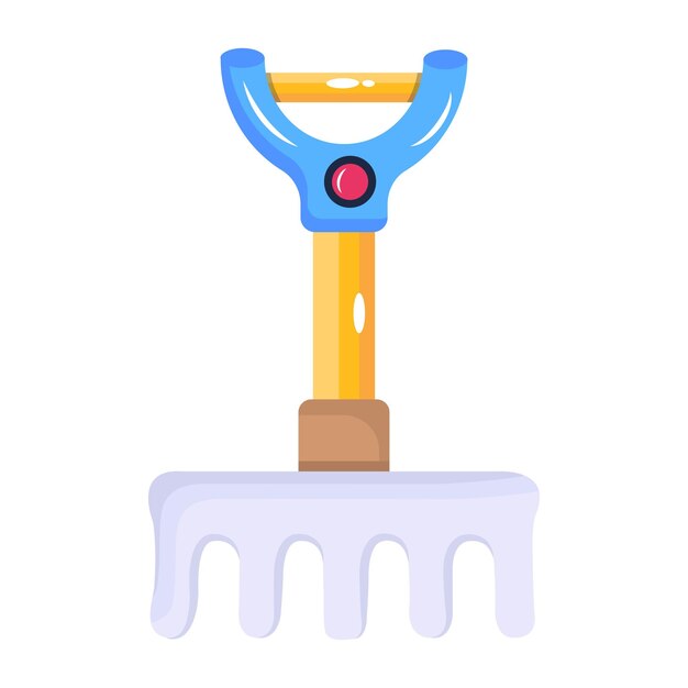 Modern isometric icon of rake gardening tool